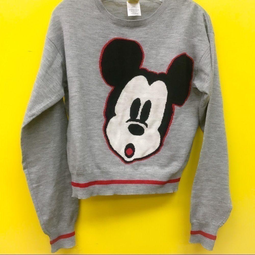 Disney Grey Crewneck Oh My Mickey Mouse Sweater Large pullover